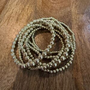 Gold Beaded Bracelet Stack - 7 Bracelets